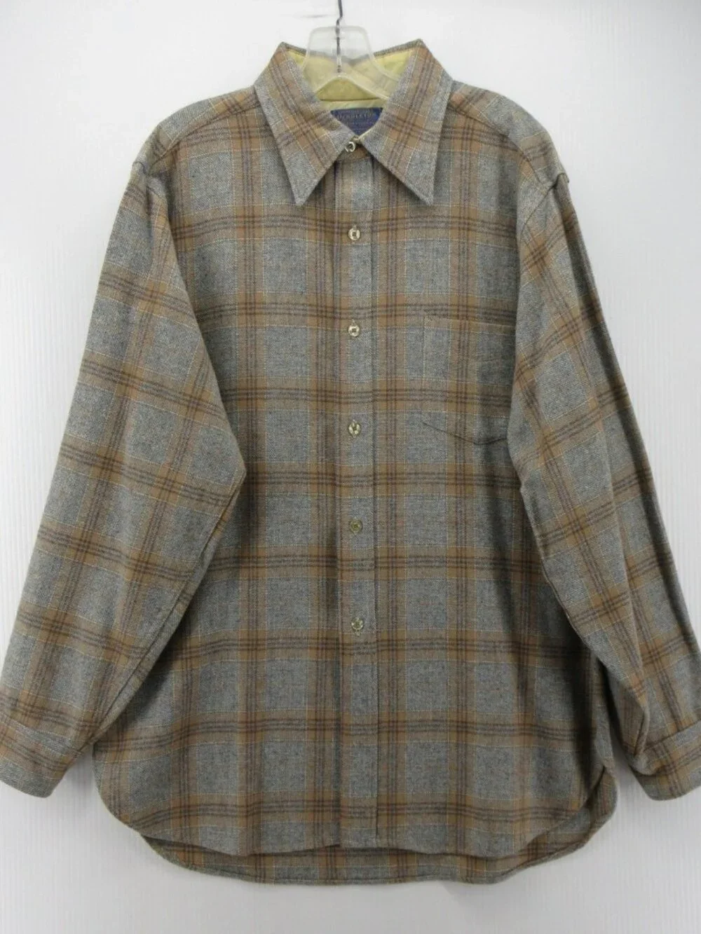 VINTAGE Pendleton Shirt Large Virgin Wool Plaid 70s 80s Heritage USA